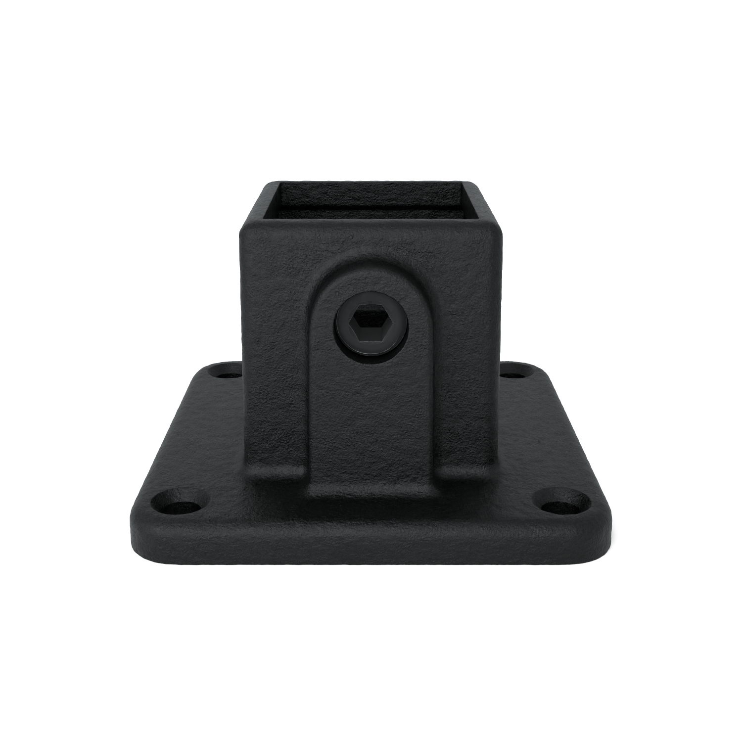 Rohrverbinder Fußplatte schwarz 40 mm quadratisch - Vorderansicht Rohrverbinder (Rohr-verbinder.de)