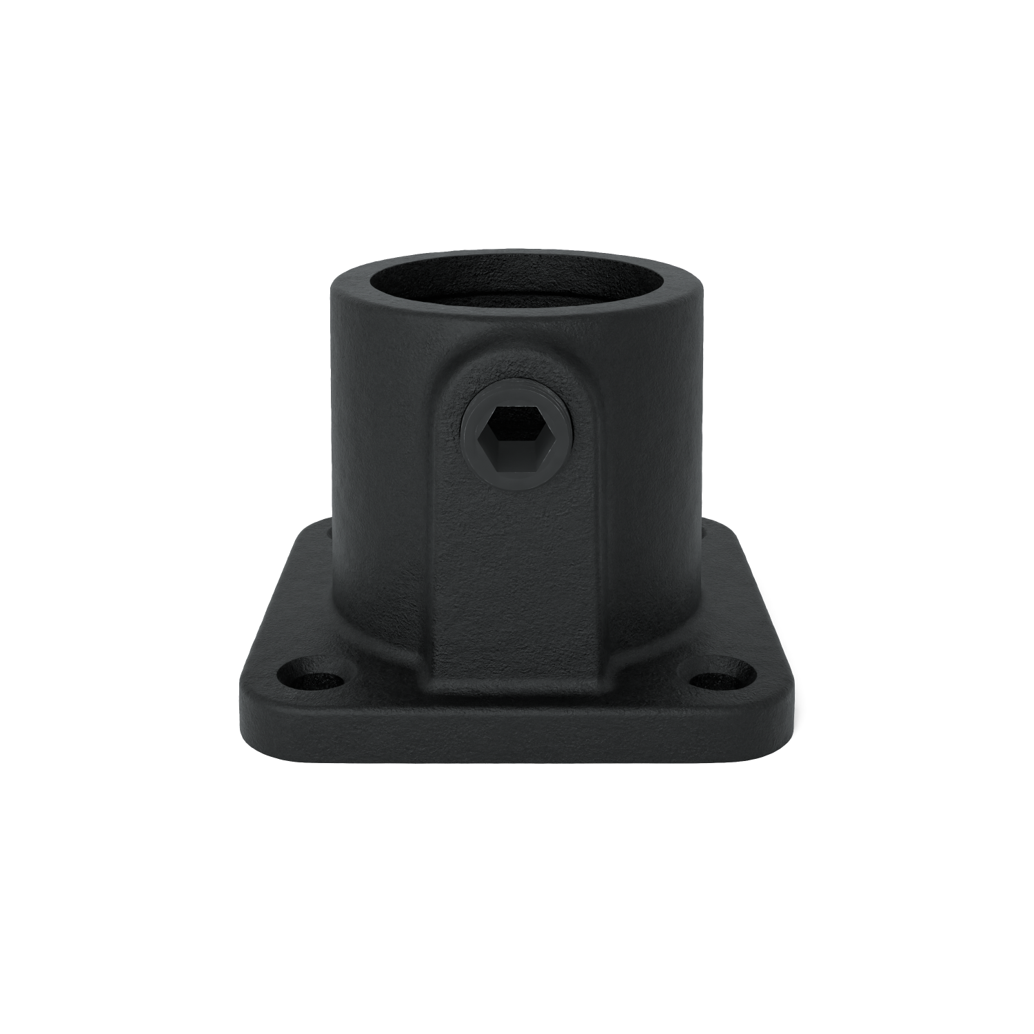 Rohrverbinder Fußplatte quadratisch schwarz 33,7 mm - Vorderansicht Rohrverbinder (Rohr-verbinder.de)