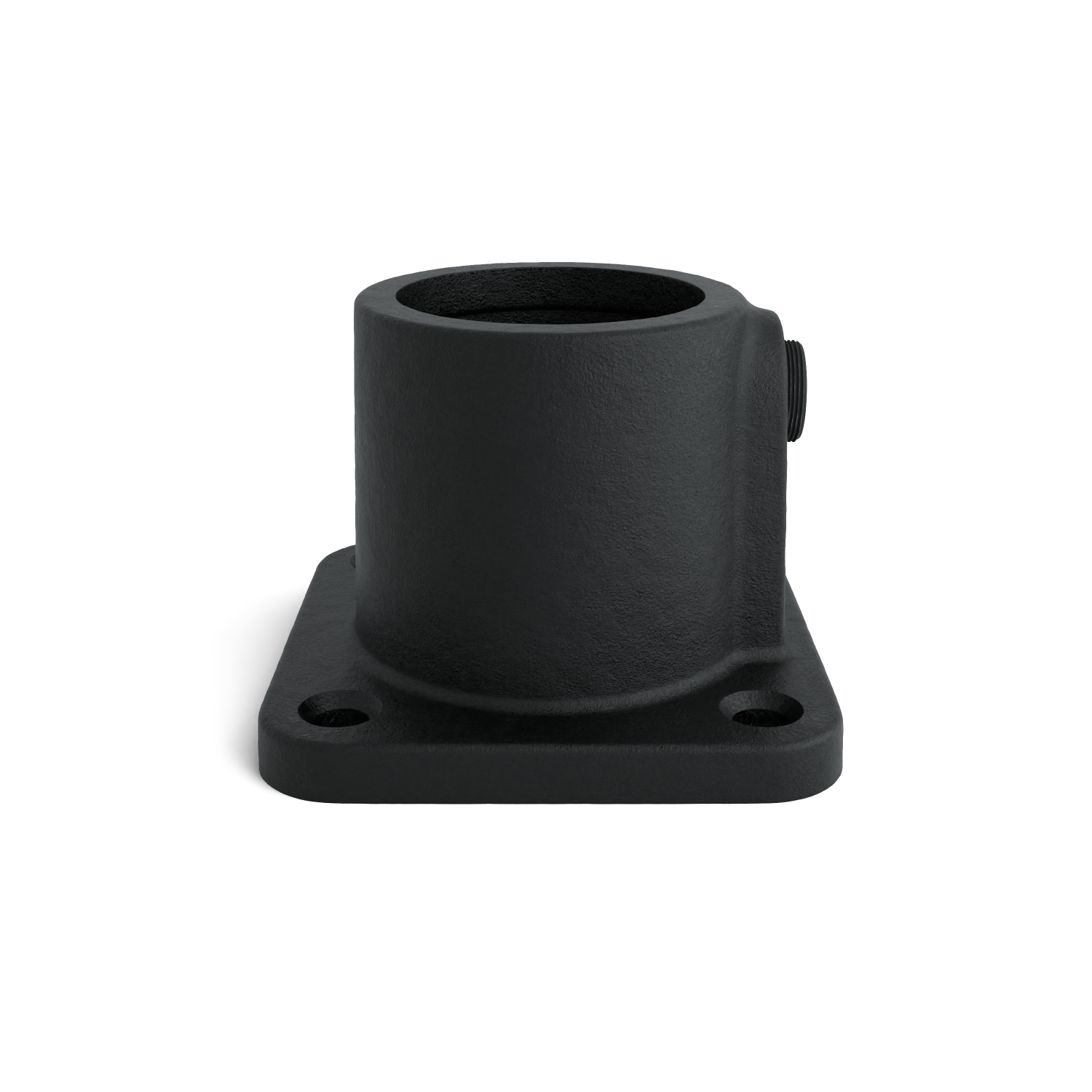 Rohrverbinder Fußplatte quadratisch schwarz 33,7 mm - Seitenansicht Rohrverbinder (Rohr-verbinder.de)