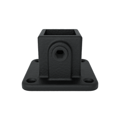Rohrverbinder Fußplatte quadratisch schwarz 25 mm quadratisch - Vorderansicht Rohrverbinder (Rohr-verbinder.de)