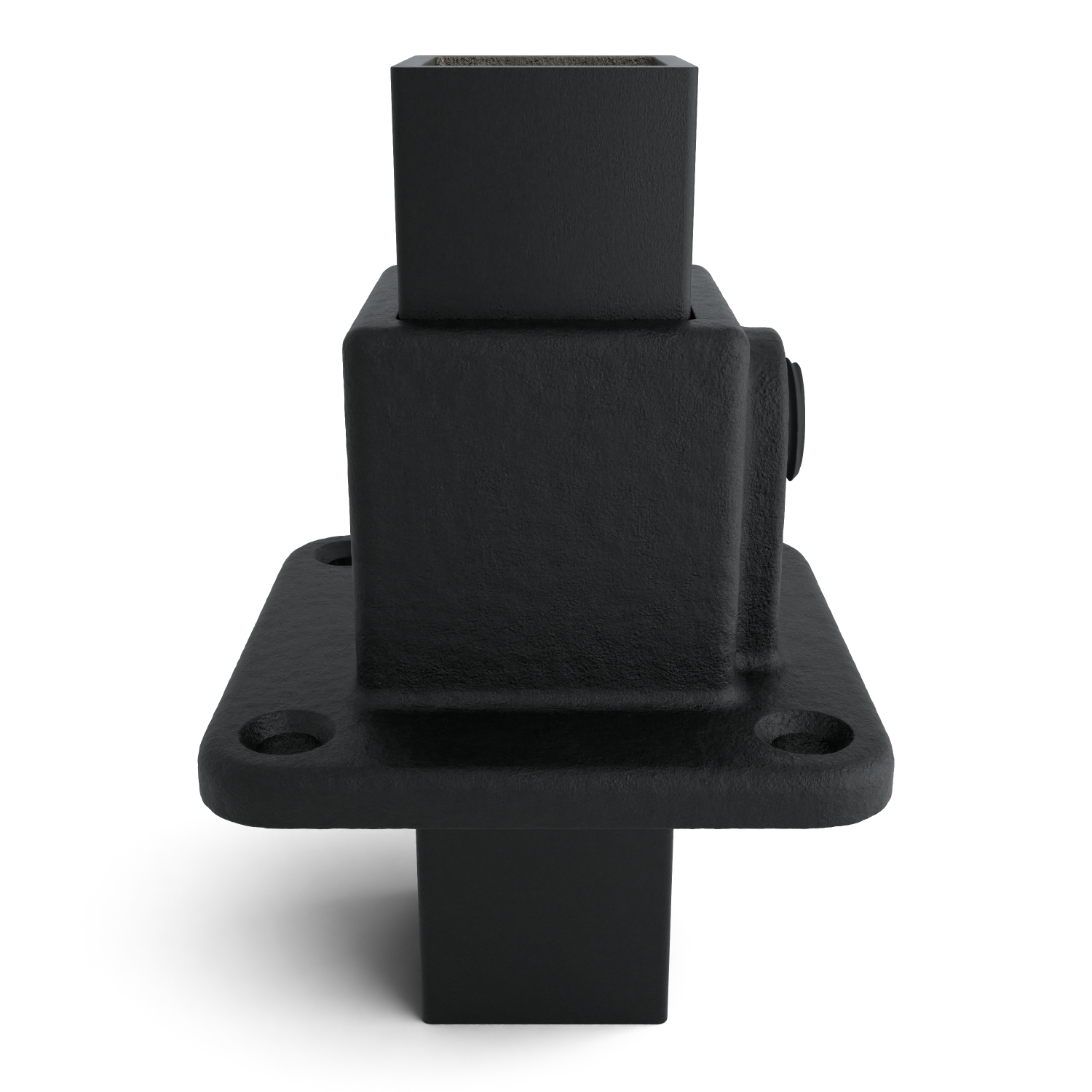 Rohrverbinder Fußplatte quadratisch schwarz 25 mm quadratisch - Seitenansicht mit Rohren (Rohr-verbinder.de)