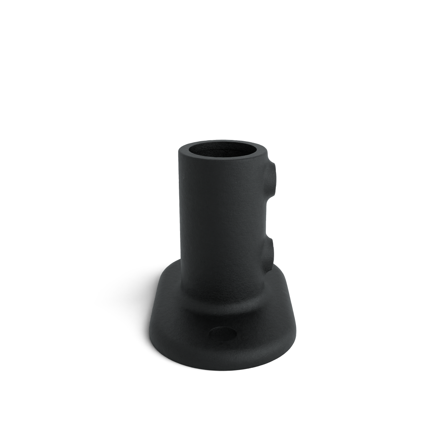 Rohrverbinder Fußplatte oval schwarz 42,4 mm - Seitenansicht Rohrverbinder (Rohr-verbinder.de)