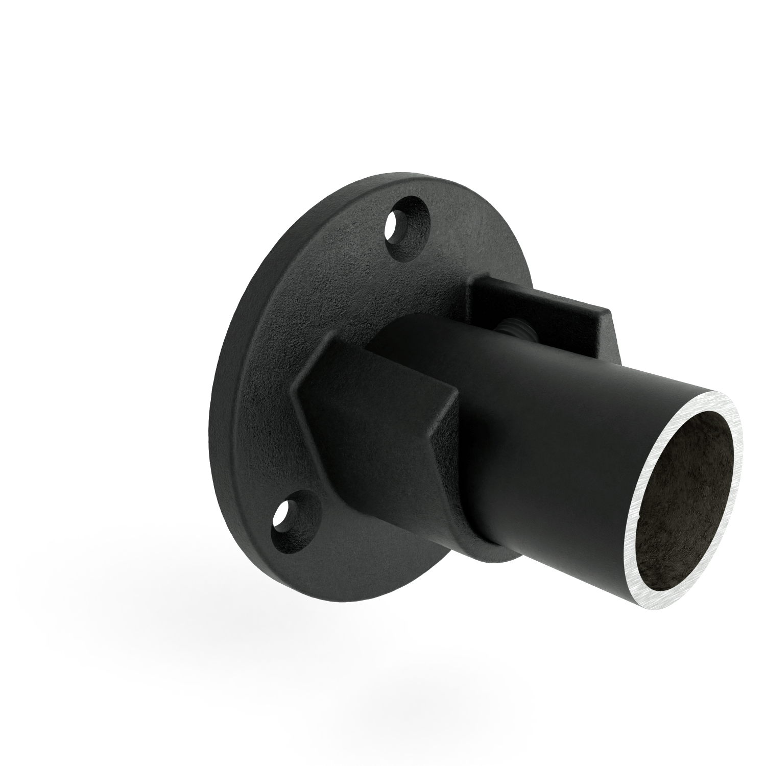 Rohrverbinder Stangenhalter schwarz (Set) 33,7 mm - Seitenansicht mit Rohren (Rohr-verbinder.de)