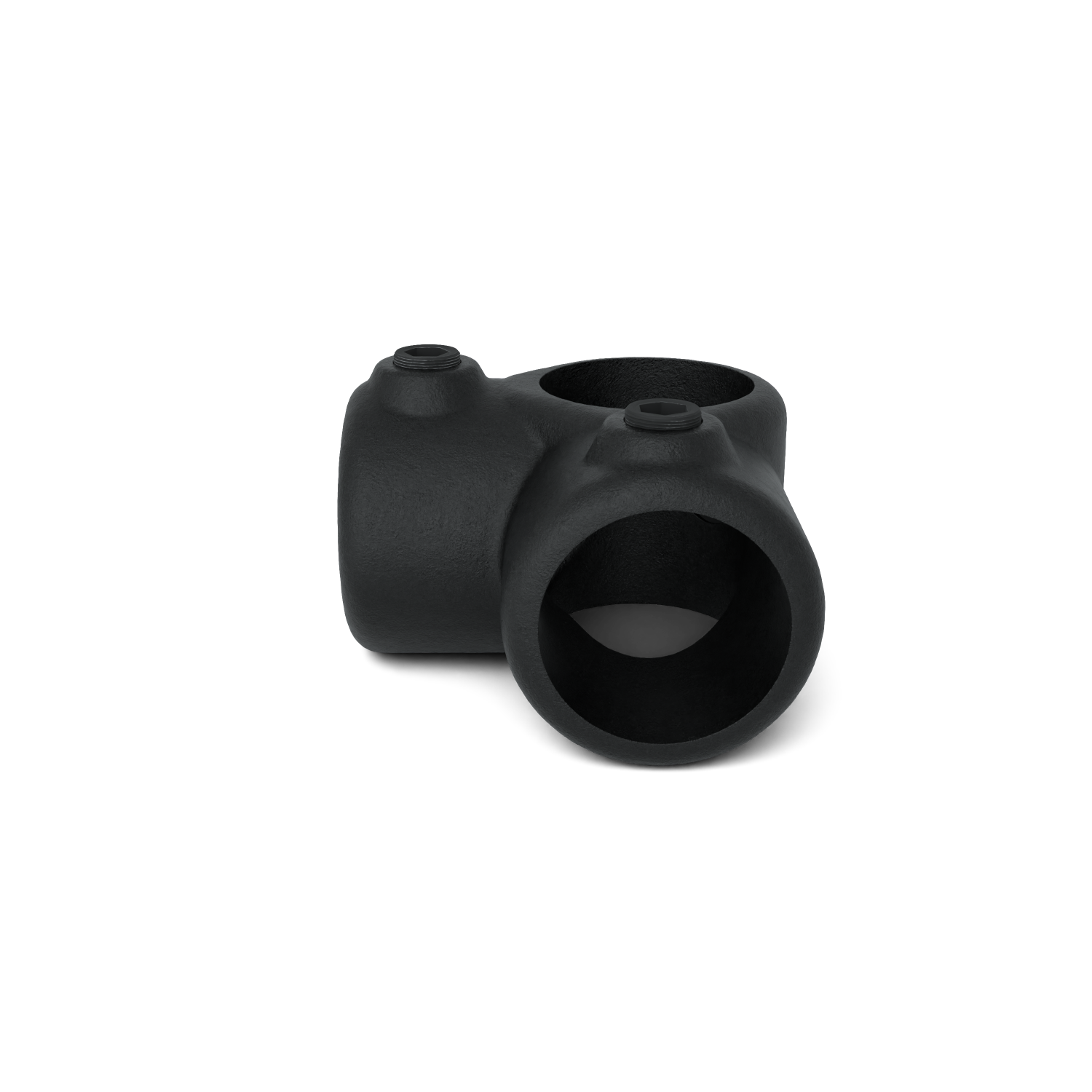 Rohrverbinder Eckstück 90º schwarz 33,7 mm - Schrägansicht Rohrverbinder (Rohr-verbinder.de)