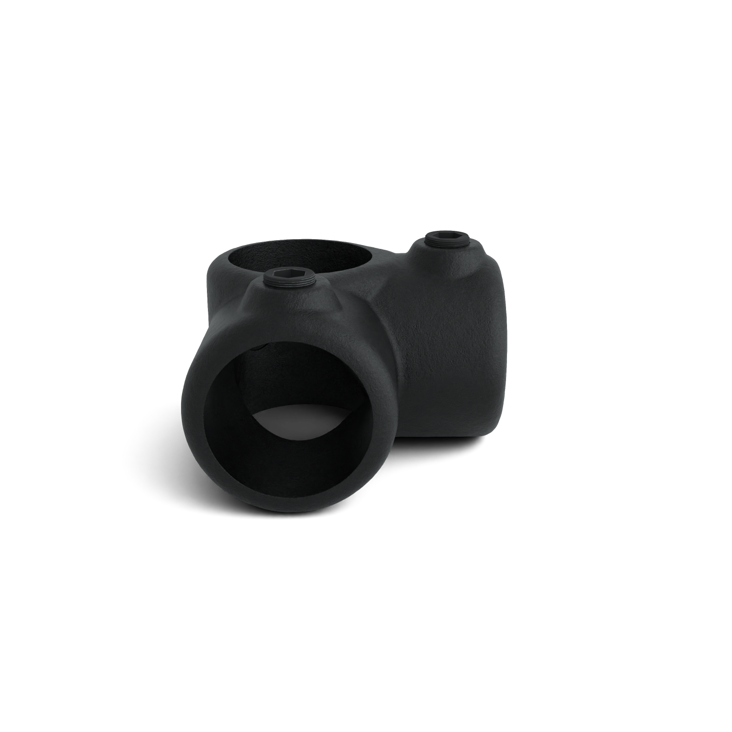 Rohrverbinder Eckstück 90º - Schwarz für außen - 33,7 mm - Seitenansicht Rohrverbinder (Rohr-verbinder.de)