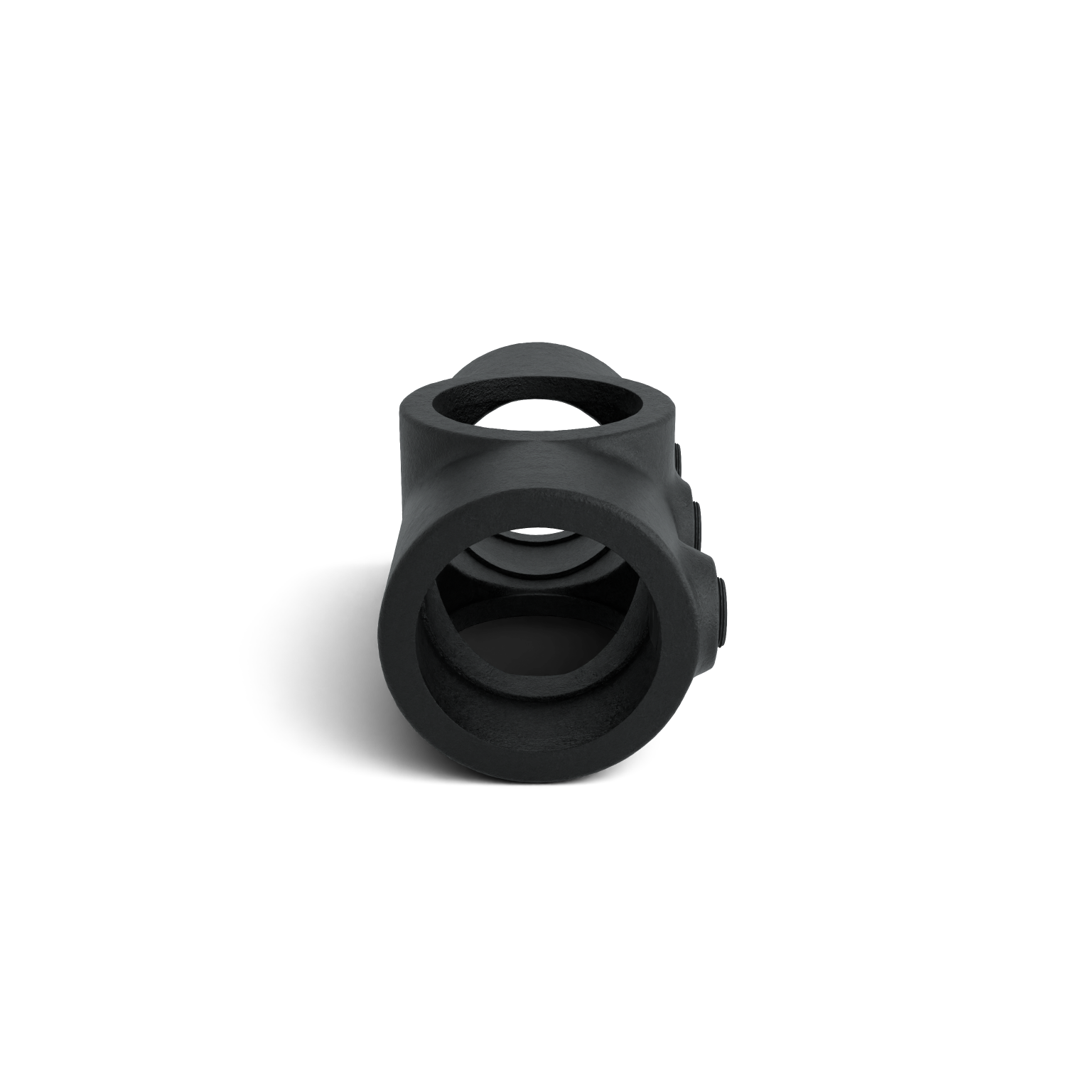 Rohrverbinder Kreuzstück in 1 Ebene schwarz 21,3 mm - Seitenansicht Rohrverbinder (Rohr-verbinder.de)