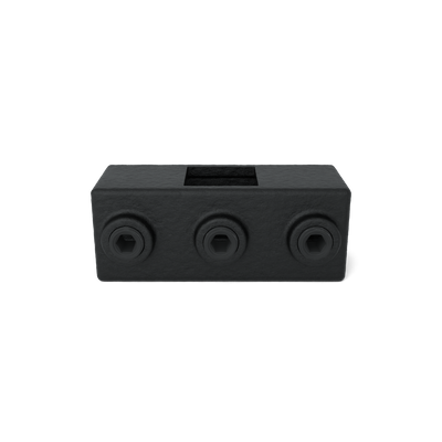 Rohrverbinder Kreuzstück in 1 Ebene schwarz 25 mm quadratisch - Vorderansicht Rohrverbinder (Rohr-verbinder.de)