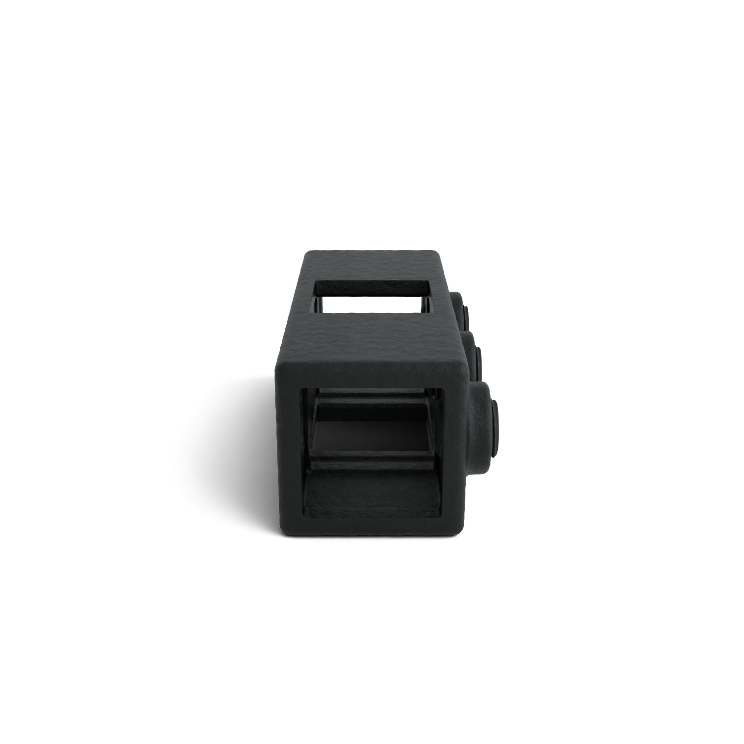 Rohrverbinder Kreuzstück in 1 Ebene schwarz 25 mm quadratisch - Seitenansicht Rohrverbinder (Rohr-verbinder.de)