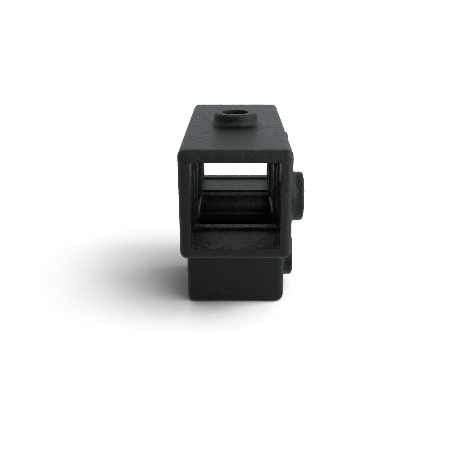 Rohrverbinder T-Stück für Stützrohr schwarz 40 mm quadratisch - Seitenansicht Rohrverbinder (Rohr-verbinder.de)