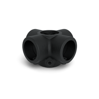 Rohrverbinder Kreuzstück für Stützrohr schwarz 48,3 mm - Vorderansicht Rohrverbinder (Rohr-verbinder.de)