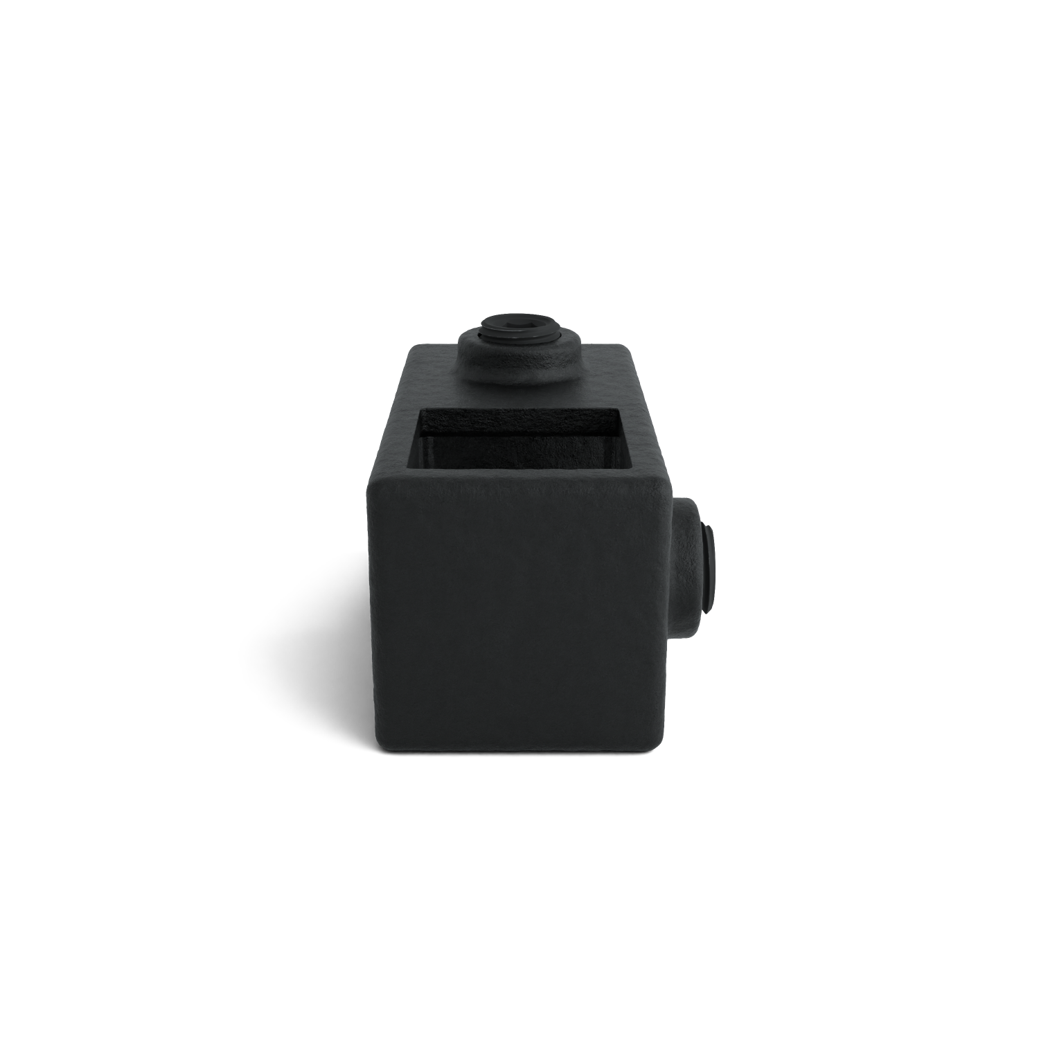 Rohrverbinder Kreuzstück 90º schwarz 25 mm quadratisch - Seitenansicht Rohrverbinder (Rohr-verbinder.de)