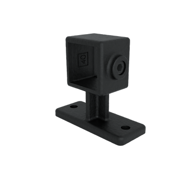 Rohrverbinder Handlaufhalterung schwarz 40 mm quadratisch - Vorderansicht Rohrverbinder (Rohr-verbinder.de)