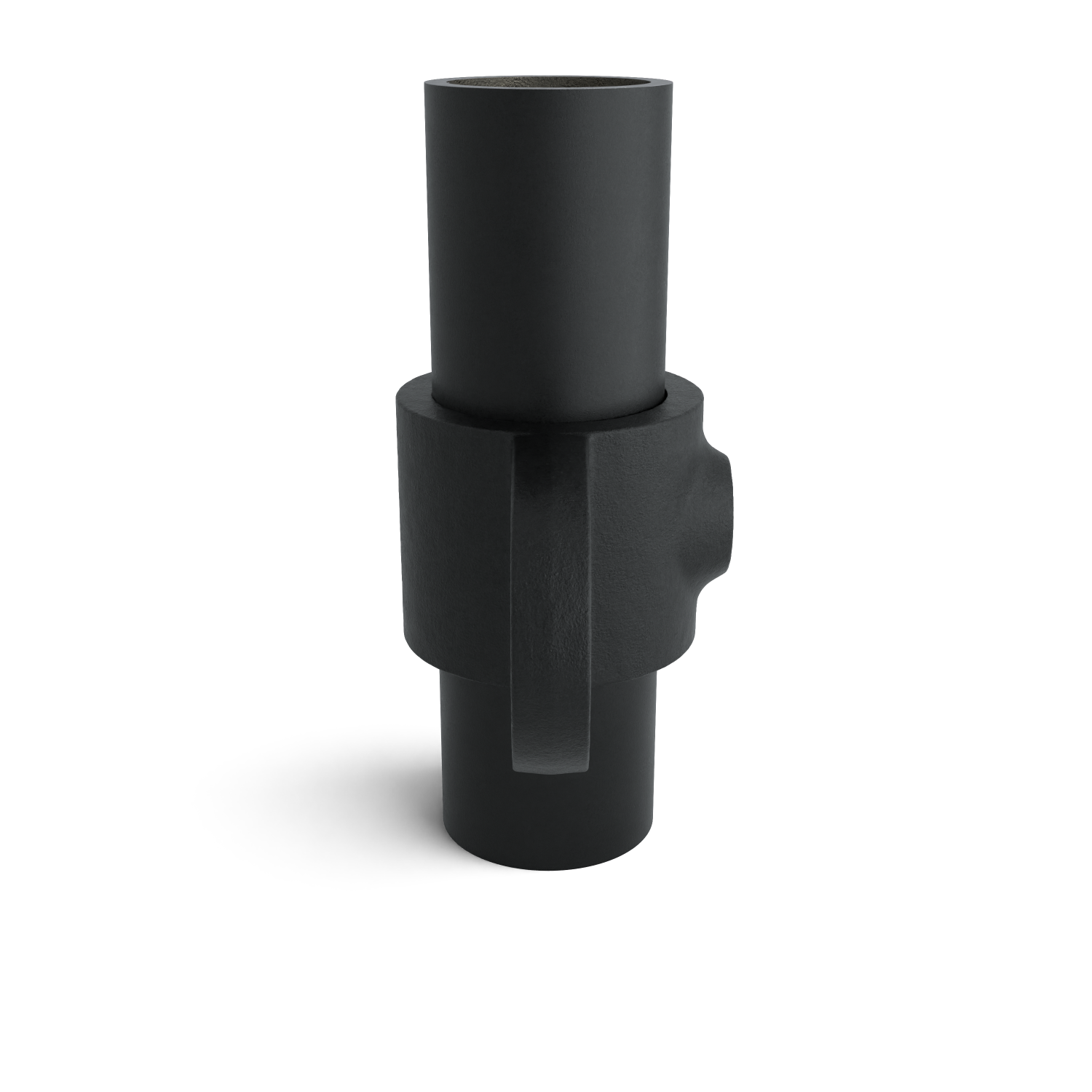 Rohrverbinder Gelenkauge schwarz 26,9 mm - Seitenansicht mit Rohren (Rohr-verbinder.de)
