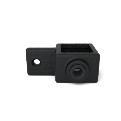 Rohrverbinder Gelenkauge schwarz 25 mm quadratisch - Vorderansicht Rohrverbinder (Rohr-verbinder.de)