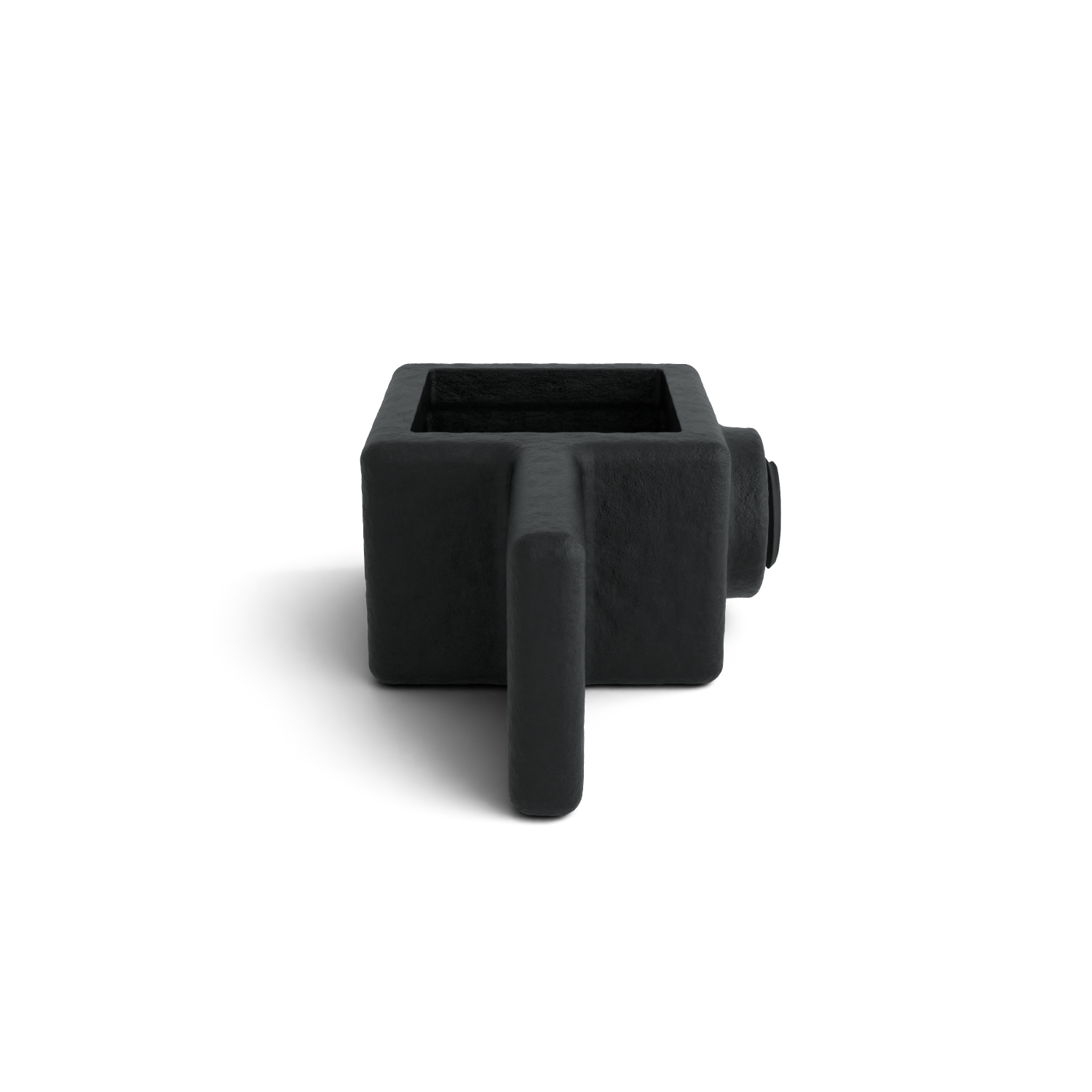 Rohrverbinder Gelenkauge schwarz 25 mm quadratisch - Seitenansicht Rohrverbinder (Rohr-verbinder.de)