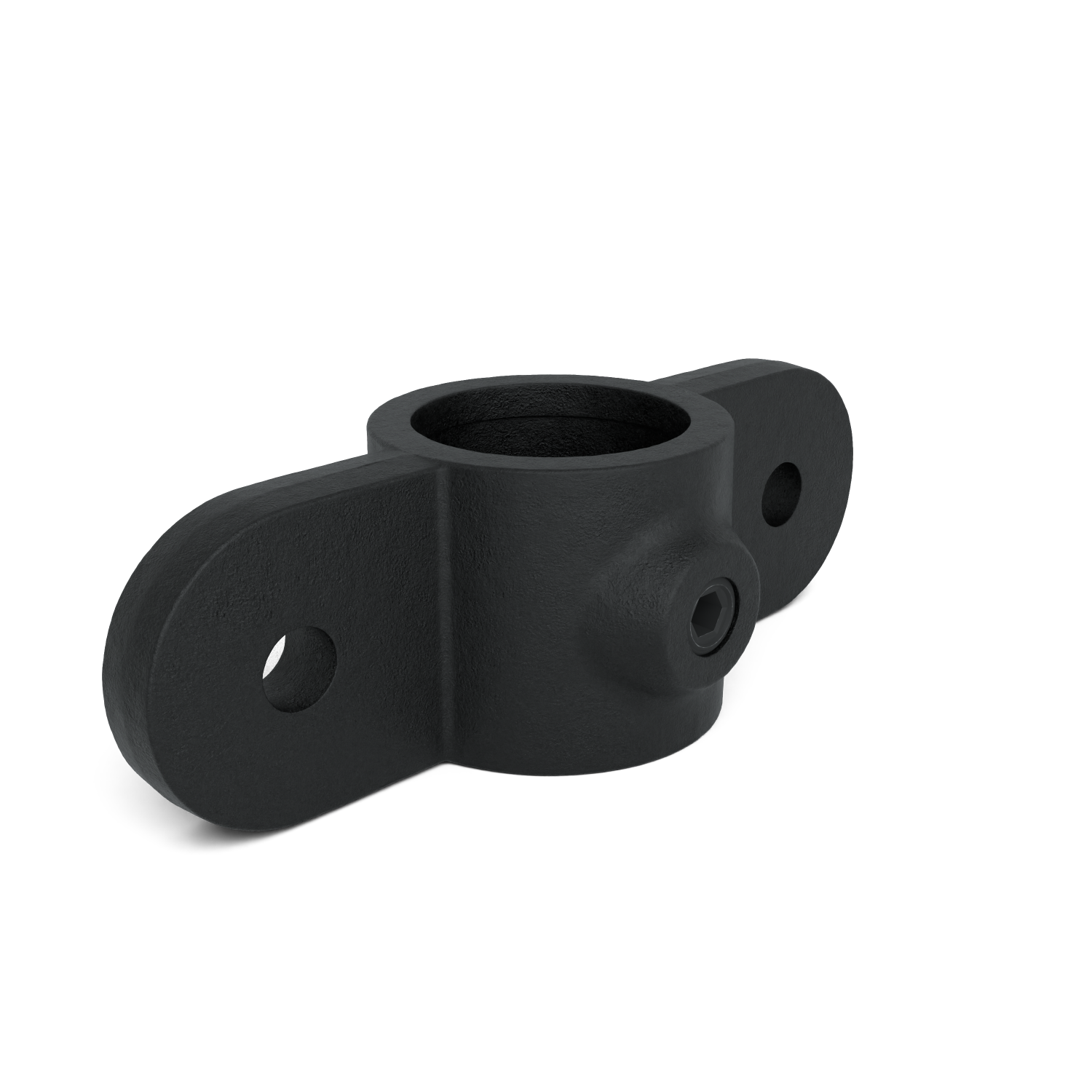 Rohrverbinder Gelenkauge doppelt 180º schwarz 26,9 mm - Schrägansicht Rohrverbinder (Rohr-verbinder.de)