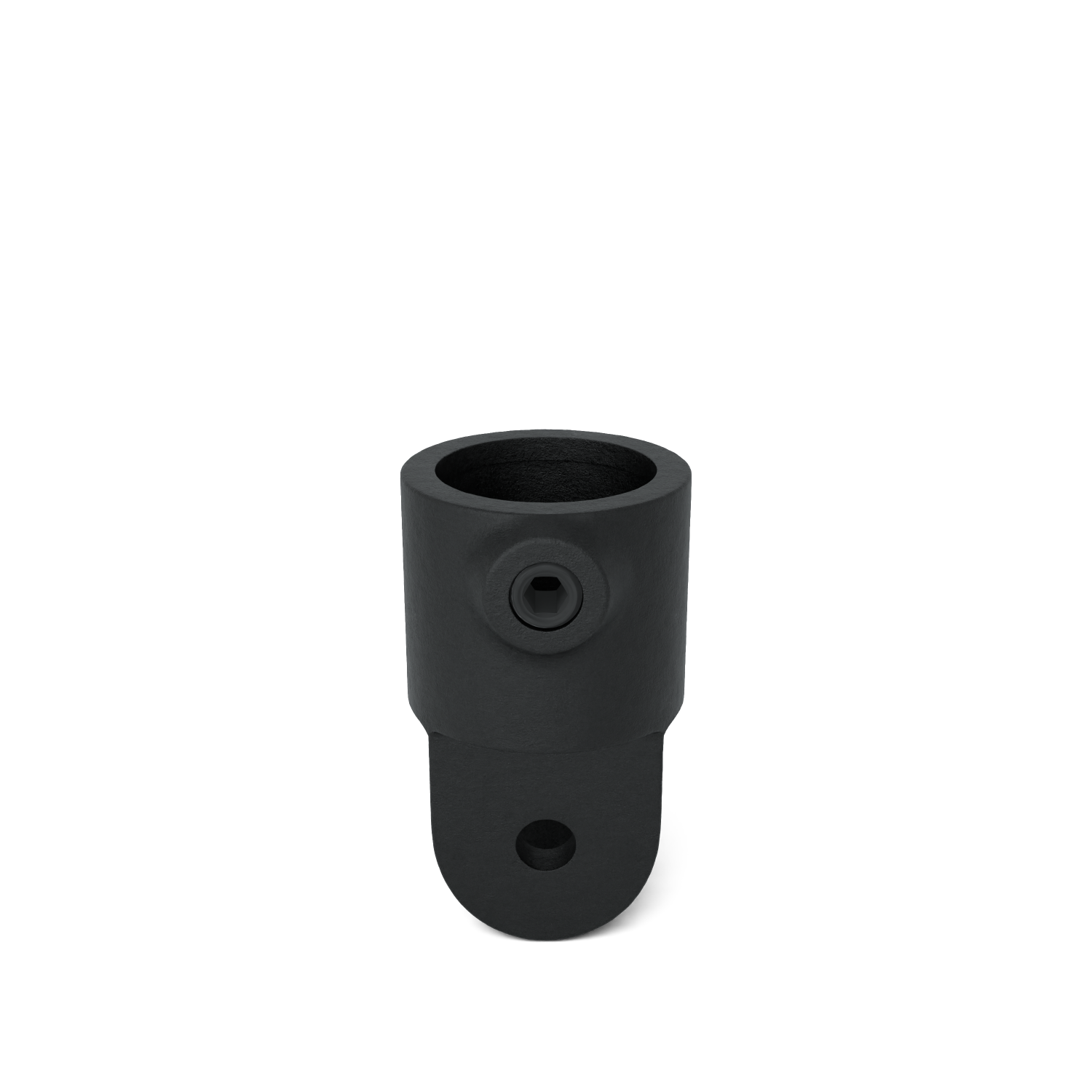 Rohrverbinder Gelenkhalter schwarz 42,4 mm - Vorderansicht Rohrverbinder (Rohr-verbinder.de)