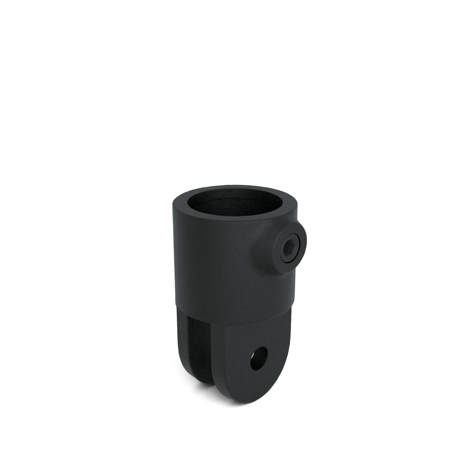 Rohrverbinder Gelenkhalter - Schwarz für außen - 33,7 mm - Schrägansicht Rohrverbinder (Rohr-verbinder.de)