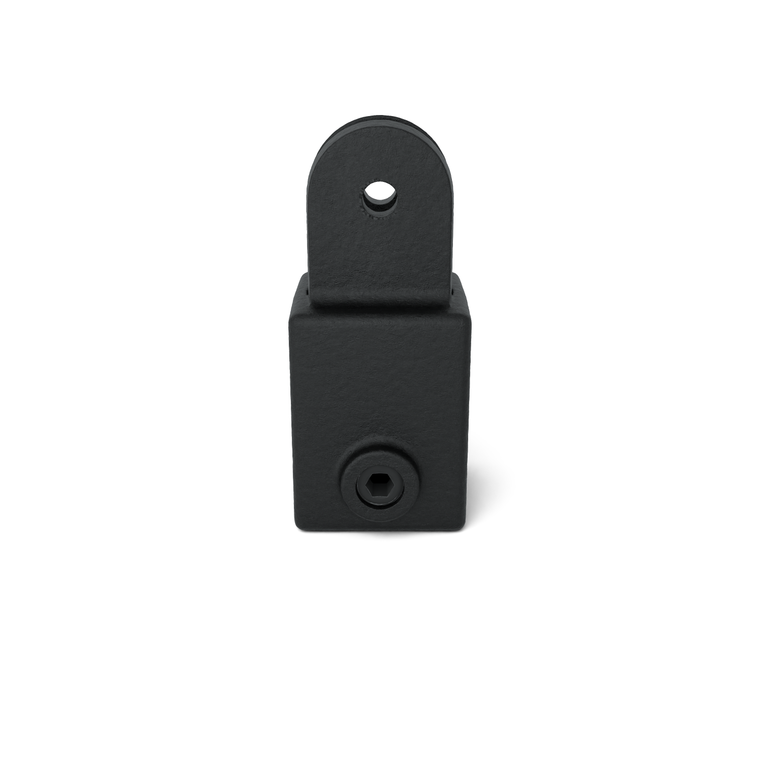 Rohrverbinder Gelenhalter schwarz 40 mm quadratisch - Vorderansicht Rohrverbinder (Rohr-verbinder.de)