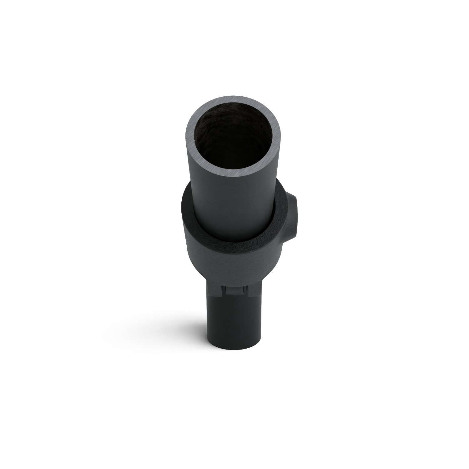 Rohrverbinder Gelenkstück einfach schwarz 33,7 mm - Seitenansicht mit Rohren (Rohr-verbinder.de)