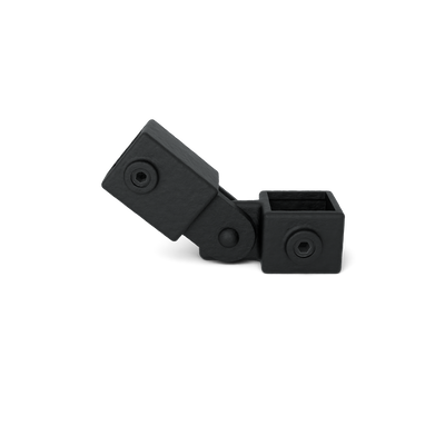 Rohrverbinder Gelenkstück einfach schwarz 40 mm quadratisch - Vorderansicht Rohrverbinder (Rohr-verbinder.de)