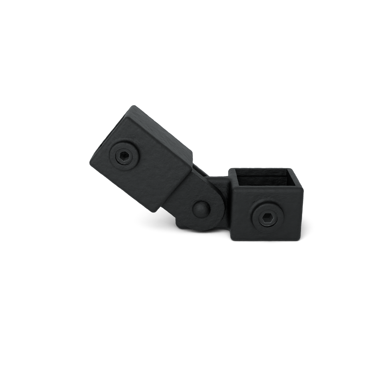 Rohrverbinder Gelenkstück einfach schwarz 40 mm quadratisch - Vorderansicht Rohrverbinder (Rohr-verbinder.de)