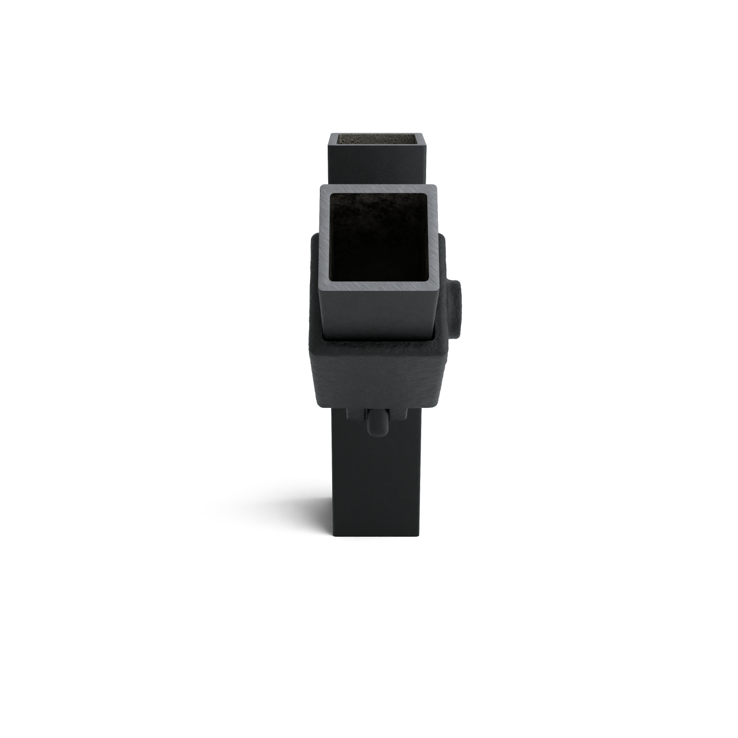 Rohrverbinder Gelenkstück einfach schwarz 40 mm quadratisch - Seitenansicht Rohrverbinder (Rohr-verbinder.de)
