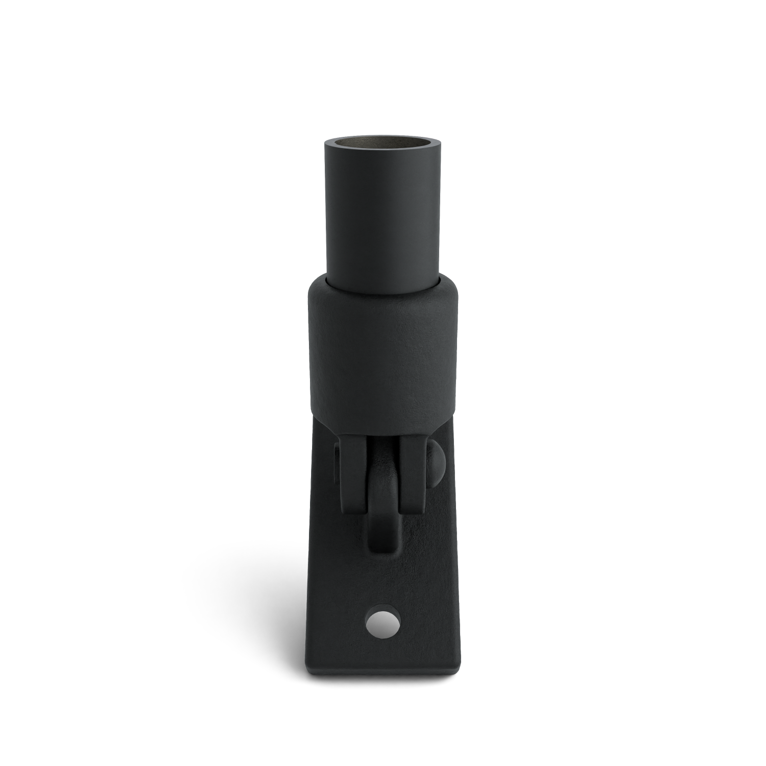 Rohrverbinder Gelenkfuß schwarz 26,9 mm - Seitenansicht mit Rohren (Rohr-verbinder.de)