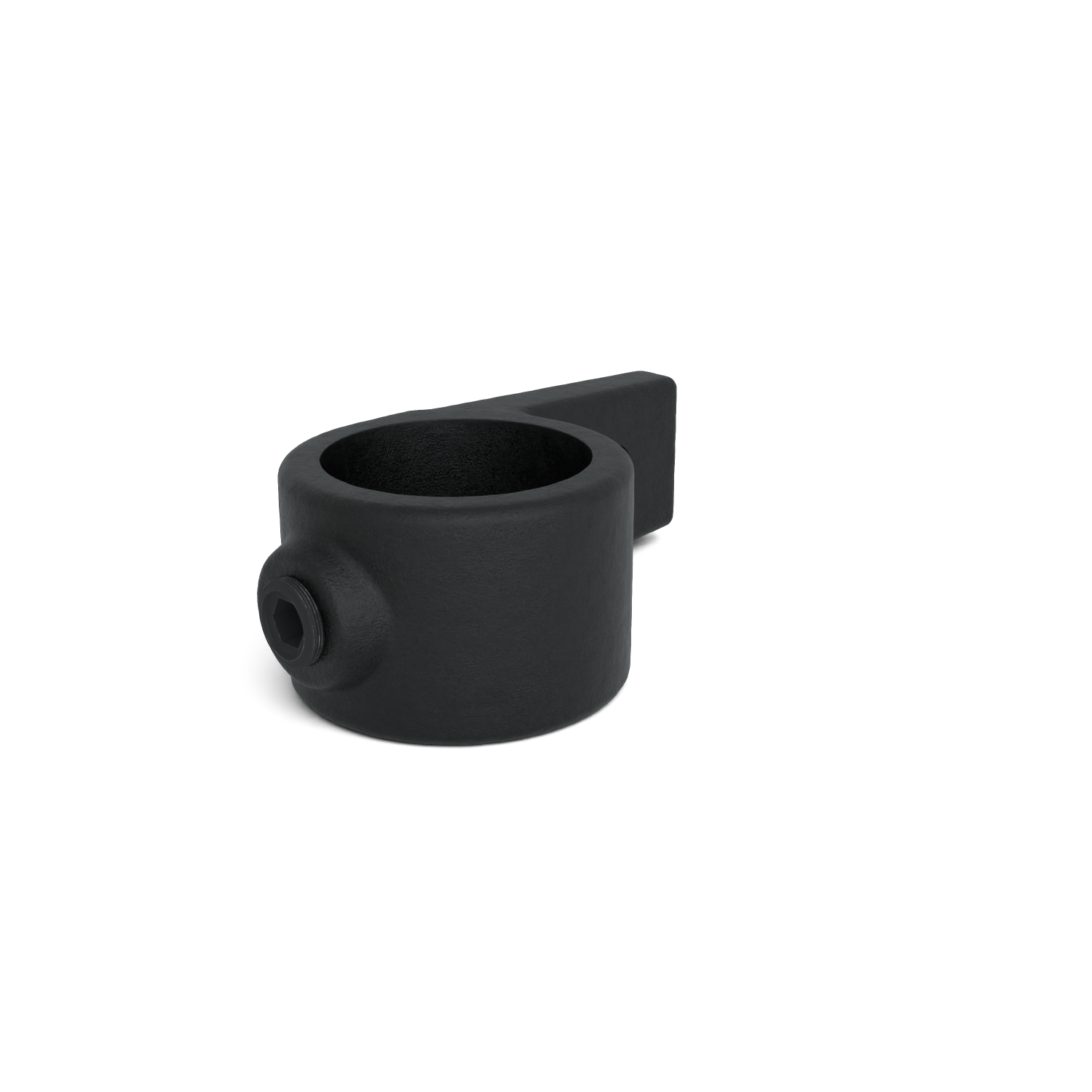 Rohrverbinder Ösenteil mit Einzellasche schwarz 48,3 mm - Schrägansicht Rohrverbinder (Rohr-verbinder.de)