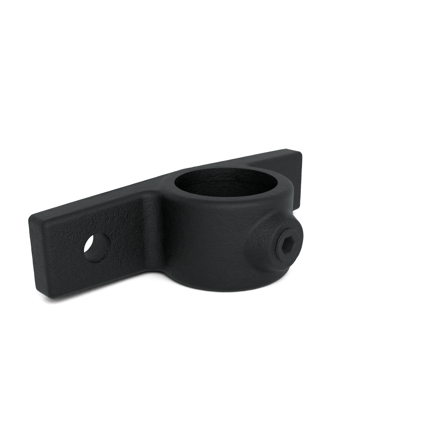 Rohrverbinder Ösenteil mit Doppellasche - Schwarz für außen - 33,7 mm - Schrägansicht Rohrverbinder (Rohr-verbinder.de)