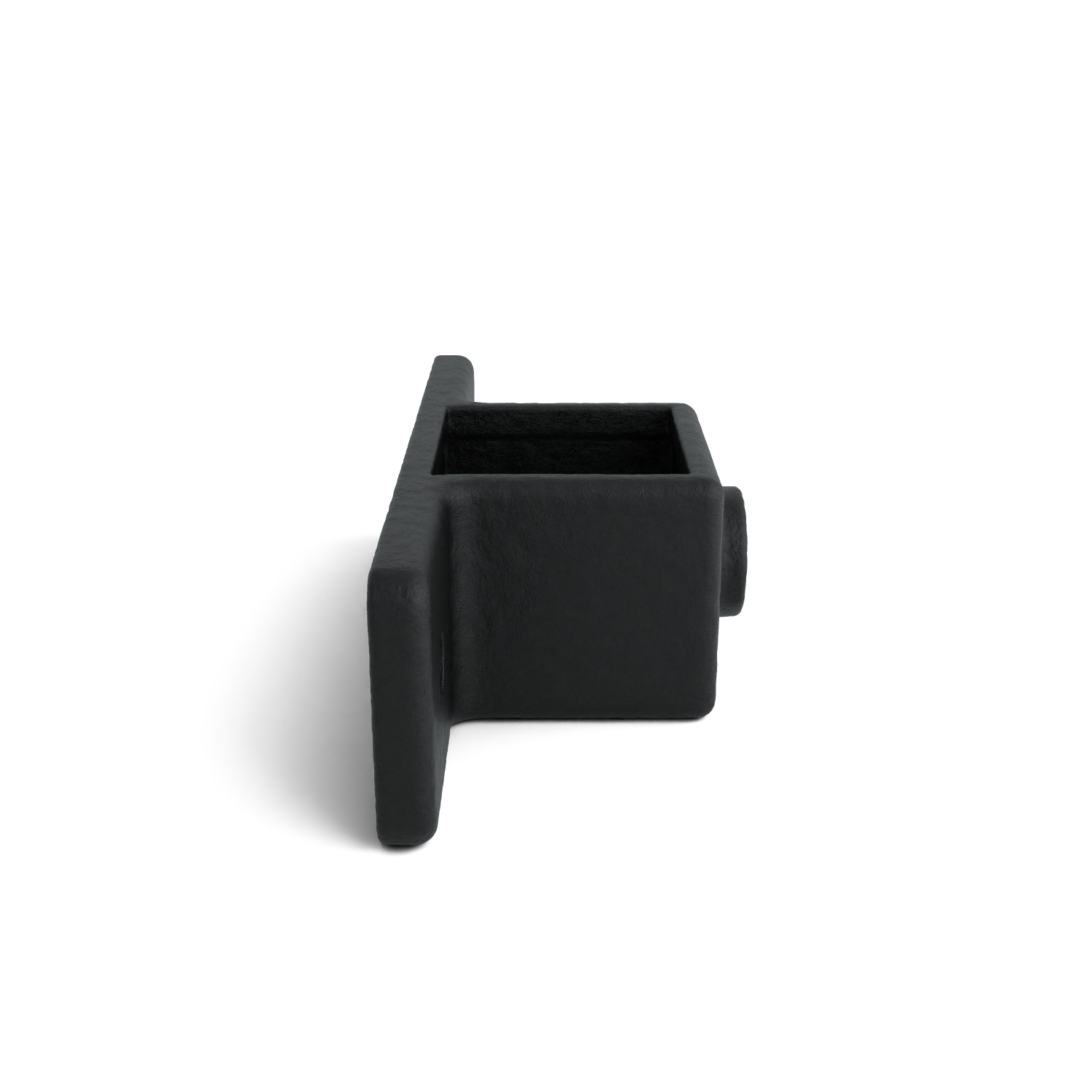 Rohrverbinder Ösenteil mit Doppellasche schwarz 40 mm quadratisch - Seitenansicht Rohrverbinder (Rohr-verbinder.de)