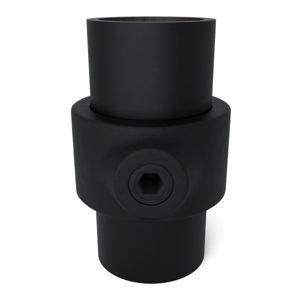 Rohrverbinder Stellring schwarz 26,9 mm - Vorderansicht mit Rohren (Rohr-verbinder.de)