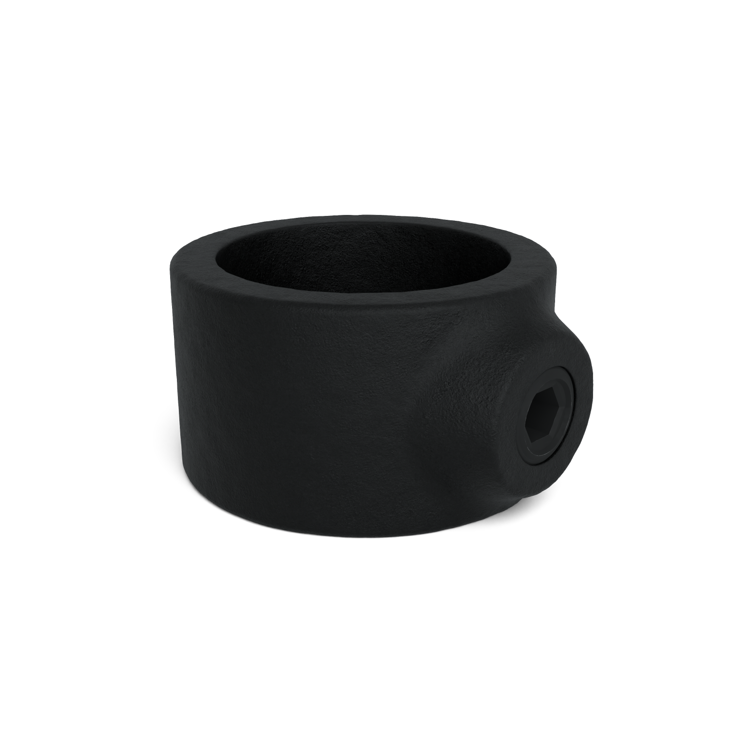 Rohrverbinder Stellring schwarz 42,4 mm - Schrägansicht Rohrverbinder (Rohr-verbinder.de)
