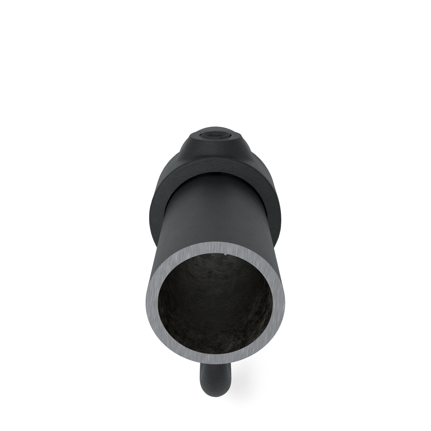 Rohrverbinder Stellring mit Haken schwarz 48,3 mm - Seitenansicht mit Rohren (Rohr-verbinder.de)