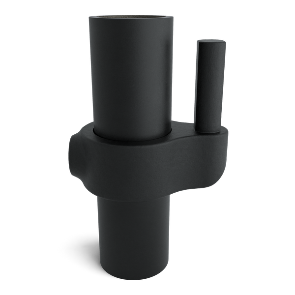 Rohrverbinder Stellringzapfen schwarz 42,4 mm - Vorderansicht mit Rohren (Rohr-verbinder.de)