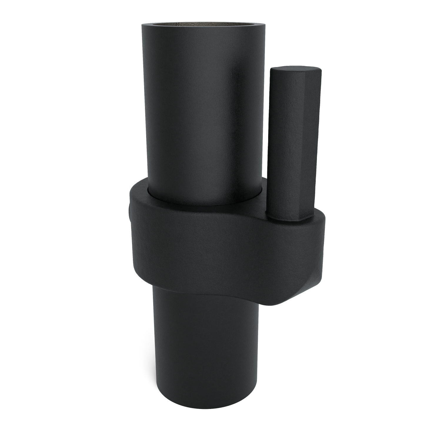 Rohrverbinder Stellringzapfen schwarz 33,7 mm - Schrägansicht mit Rohren (Rohr-verbinder.de)