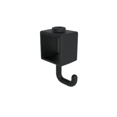 Rohrverbinder Kleiderhaken schwarz 40 mm quadratisch - Vorderansicht Rohrverbinder (Rohr-verbinder.de)