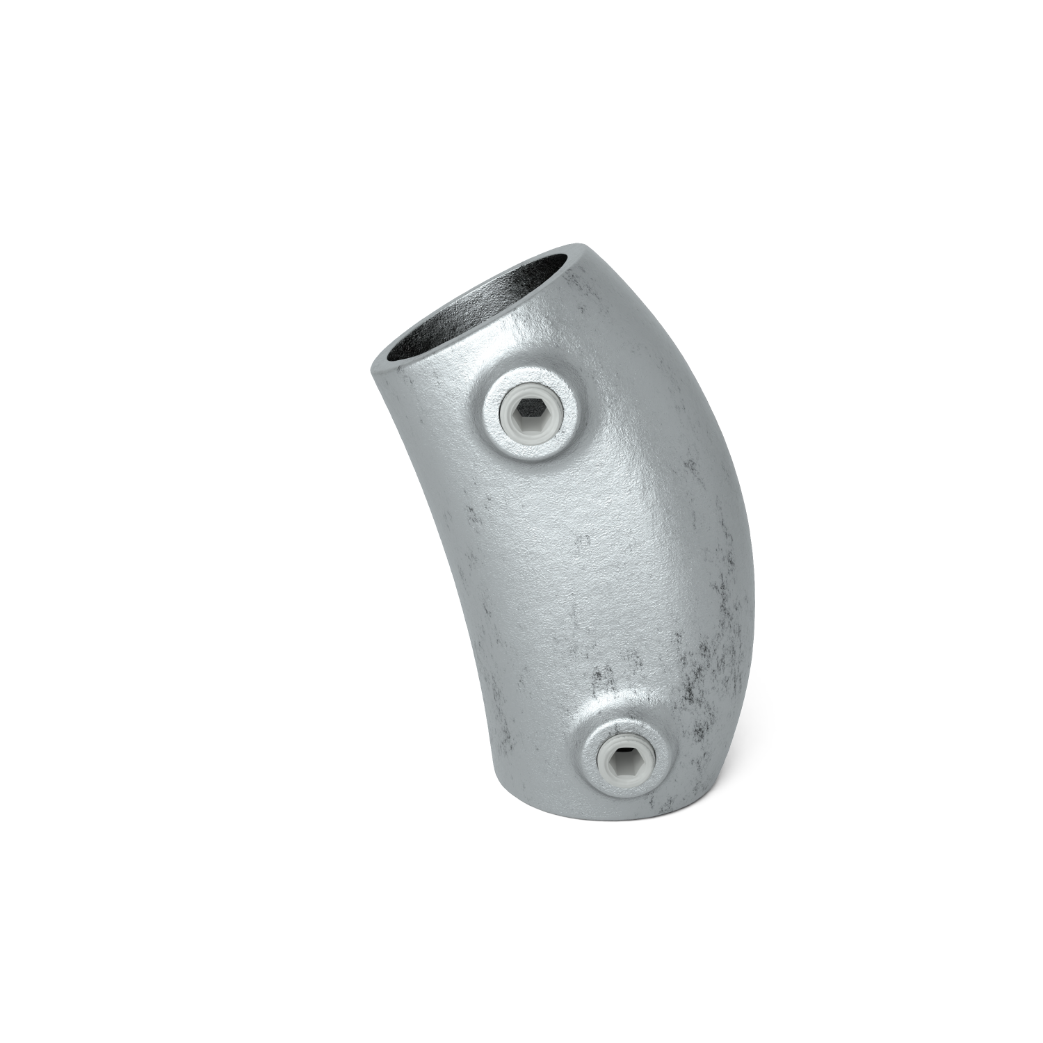 Rohrverbinder Bogen 105º - 165º 48,3 mm - Vorderansicht Rohrverbinder (Rohr-verbinder.de)