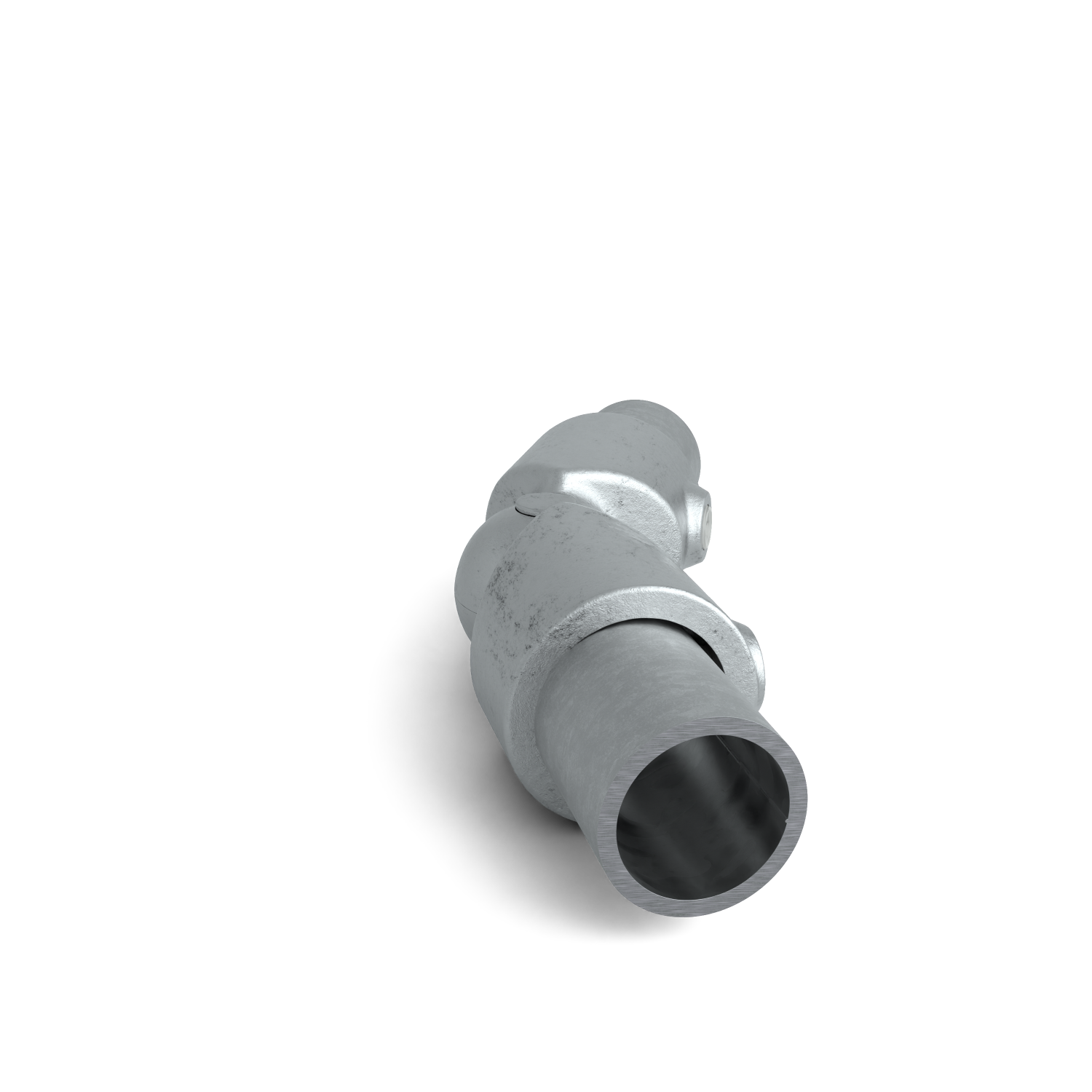 Rohrverbinder Eckstück verstellbar 48,3 mm - Seitenansicht mit Rohren (Rohr-verbinder.de)