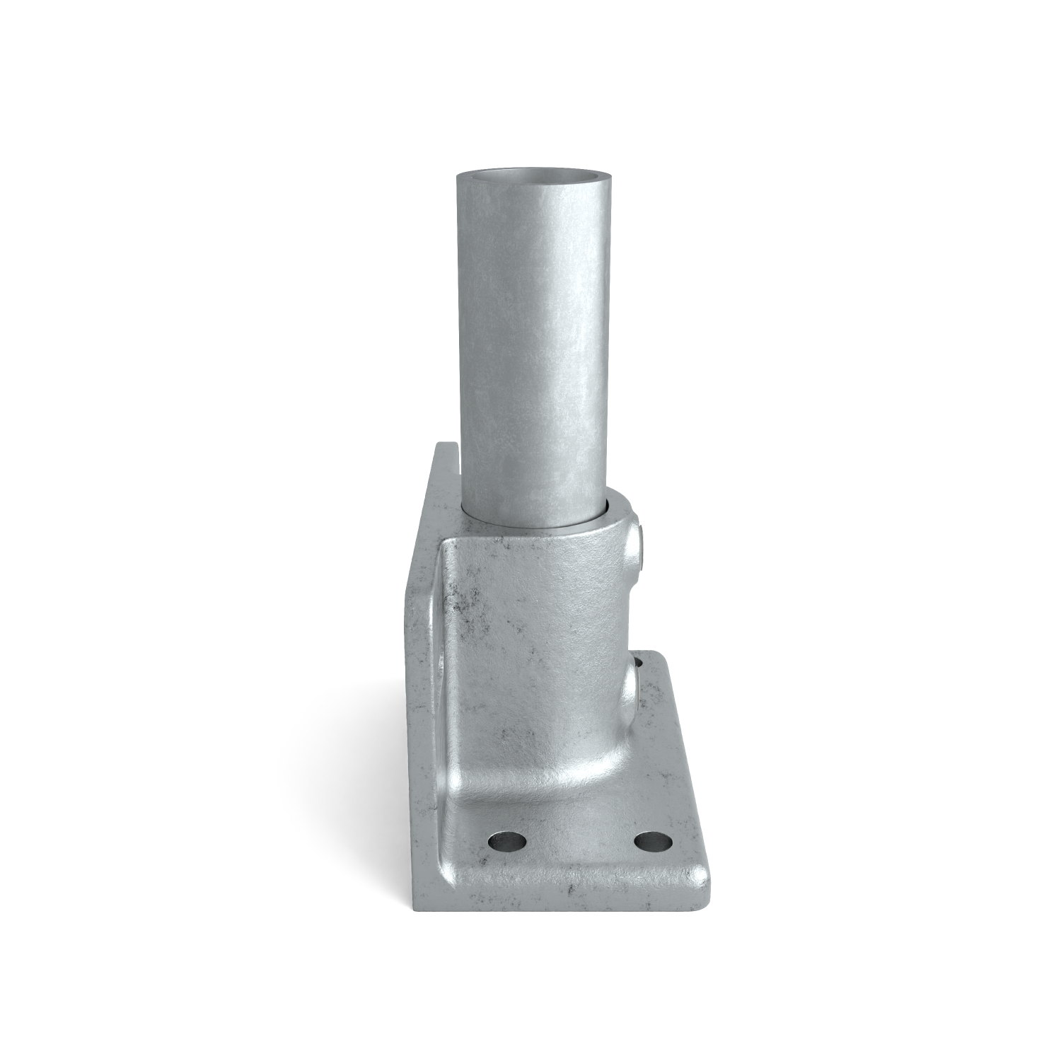 Rohrverbinder Trittrand-Fußplatte 42,4 mm - Seitenansicht mit Rohren (Rohr-verbinder.de)