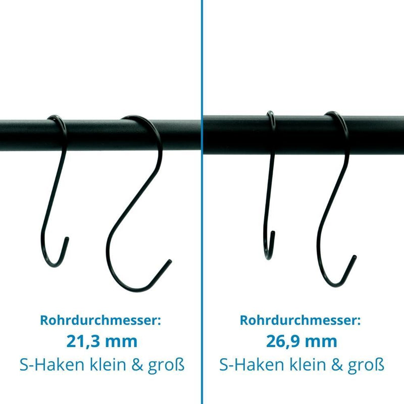 S-Haken in Schwarz groß (Set 5 Stück) | Beste Qualität von Rohr-verbinder.de