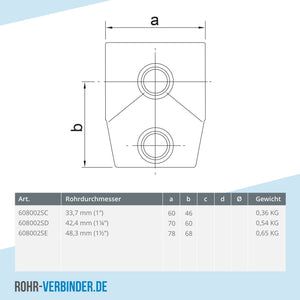 T-Stück kurz ±11º 42,4 mm | technische Zeichnung | Rohrverbinder | Schnelle Lieferung | Rohr-verbinder.de
