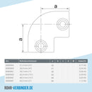 Bogen 90º 33,7 mm | technische Zeichnung | Rohrverbinder | Schnelle Lieferung | Rohr-verbinder.de