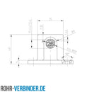 Fußplatte quadratisch 25 mm quadratisch | technische Zeichnung Rohrverbinder | Schnelle Lieferung | Rohr-verbinder.de