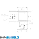 Dreiweg-Eckstück 90º 25 mm quadratisch | technische Zeichnung Rohrverbinder | Schnelle Lieferung | Rohr-verbinder.de