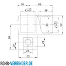 Eckstück 90º 40 mm quadratisch | technische Zeichnung | Rohrverbinder | Schnelle Lieferung | Rohr-verbinder.de