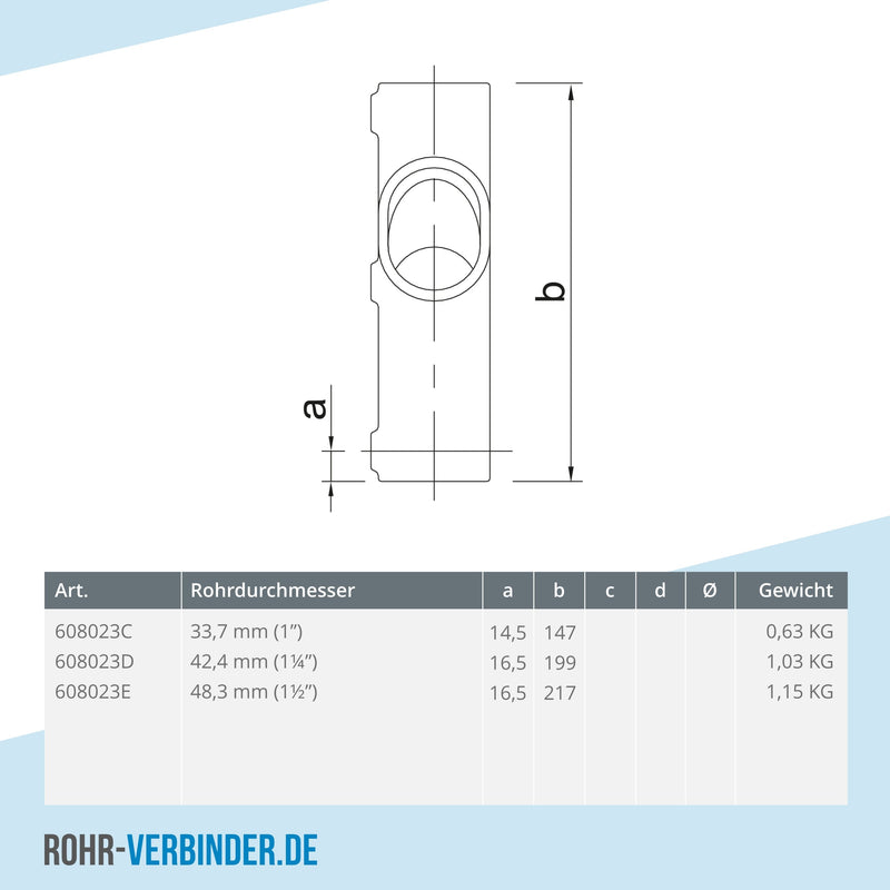 Kreuzstück 30-45º 48,3 mm | technische Zeichnung | Rohrverbinder | Schnelle Lieferung | Rohr-verbinder.de