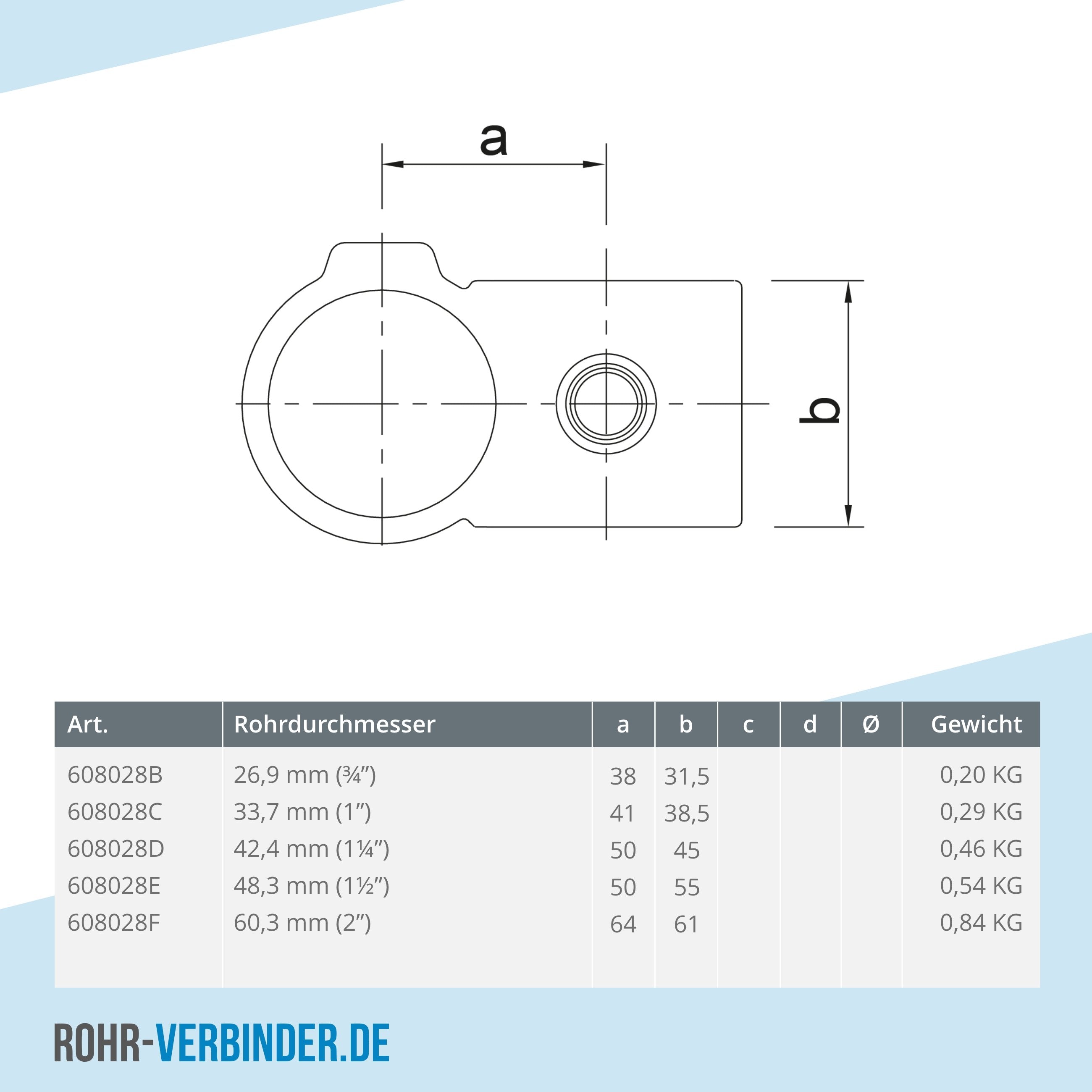 Kreuzstück 90º 60,3 mm | technische Zeichnung | Rohrverbinder | Schnelle Lieferung | Rohr-verbinder.de