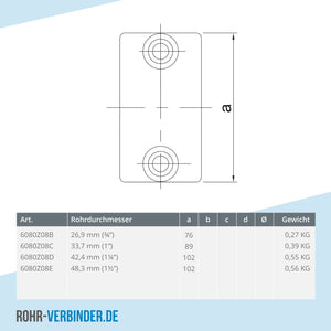 Verlängerungsstück schwarz 48,3 mm | technische Zeichnung | Rohrverbinder | Schnelle Lieferung | Rohr-verbinder.de