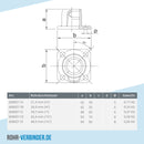 Fußplatte quadratisch schwarz 26,9 mm | technische Zeichnung | Rohrverbinder | Schnelle Lieferung | Rohr-verbinder.de